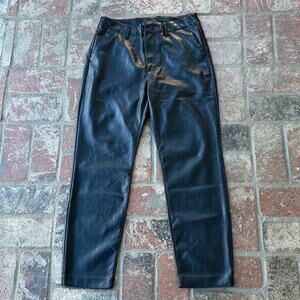 Gap Faux Leather Black Pants Size 6 Straight Leg Classic Fit